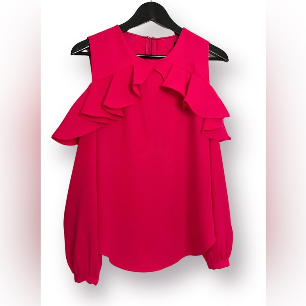 Lauren Ralph Lauren Ruffled Cold Shoulder Blouse - Picture 2 of 8